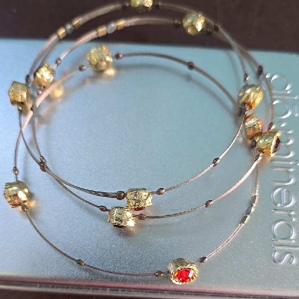 Gold and Silver Women's Bracelet with Red Accent. Seasonal Whispers